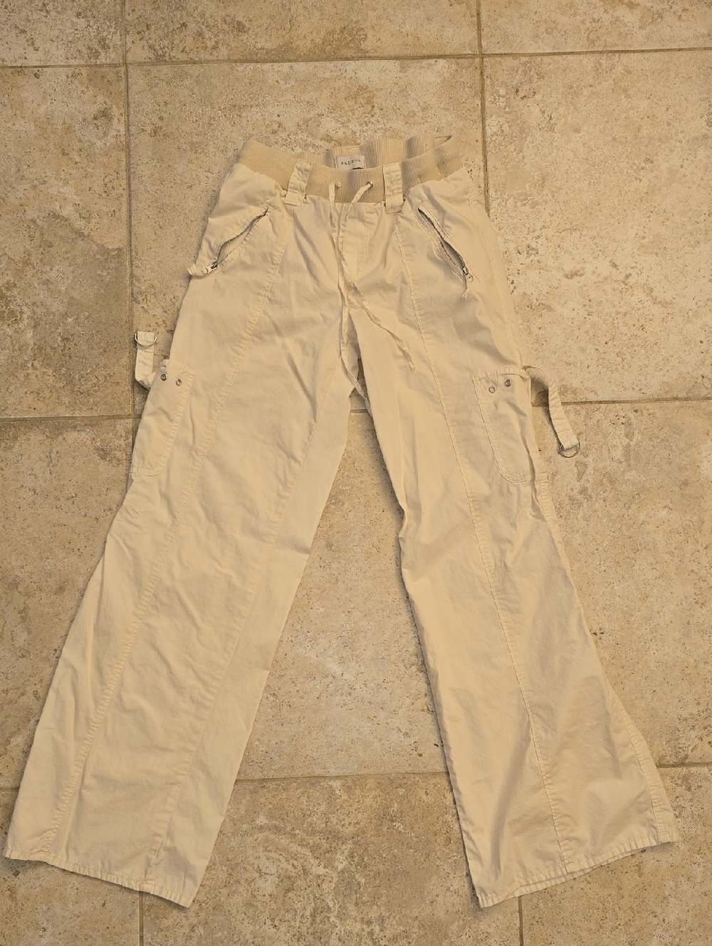 PacSun Cream Drawstring Baggy Cargo Pants